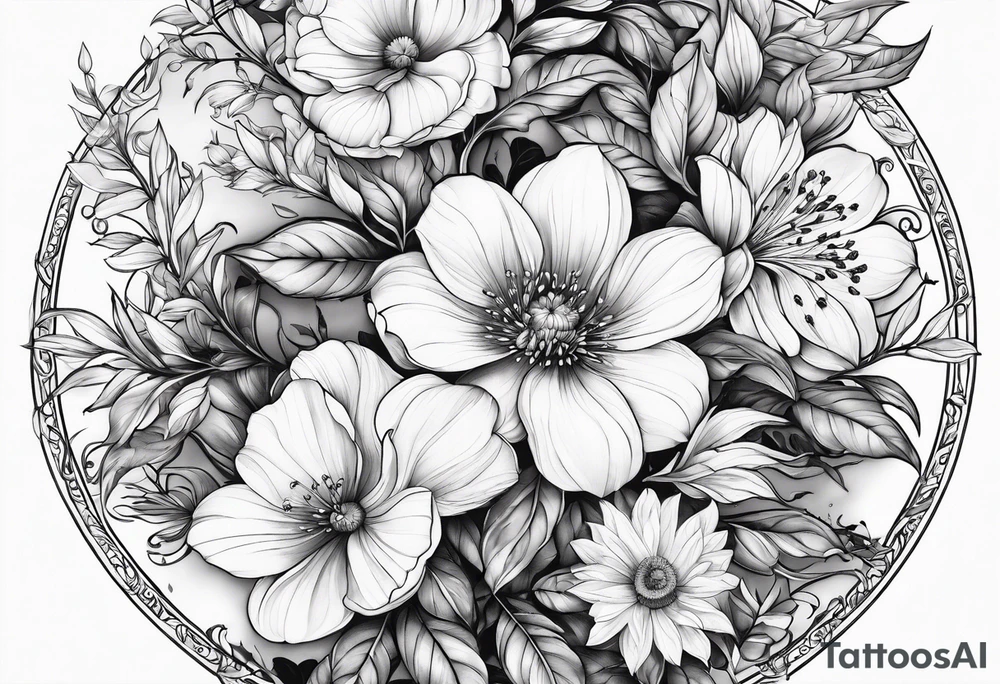 Floral with leaves tree and small animals tattoo idea Floral with leaves tree and small animals tattoo idea