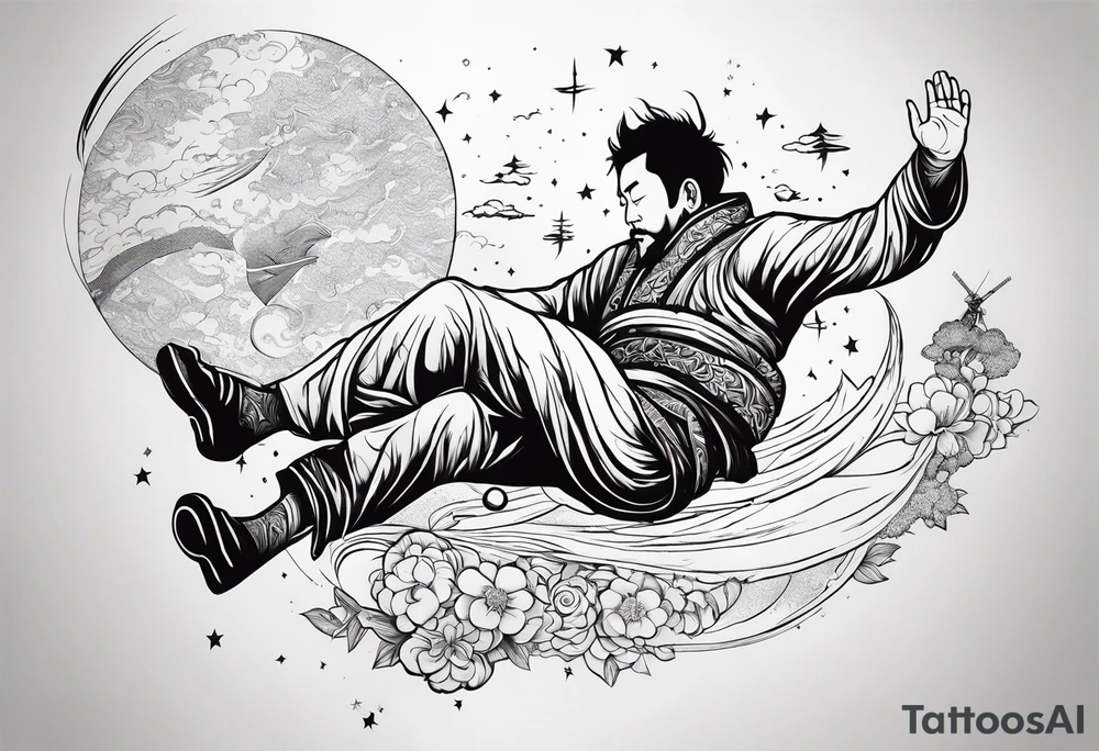 Man falling from space to earth tattoo idea