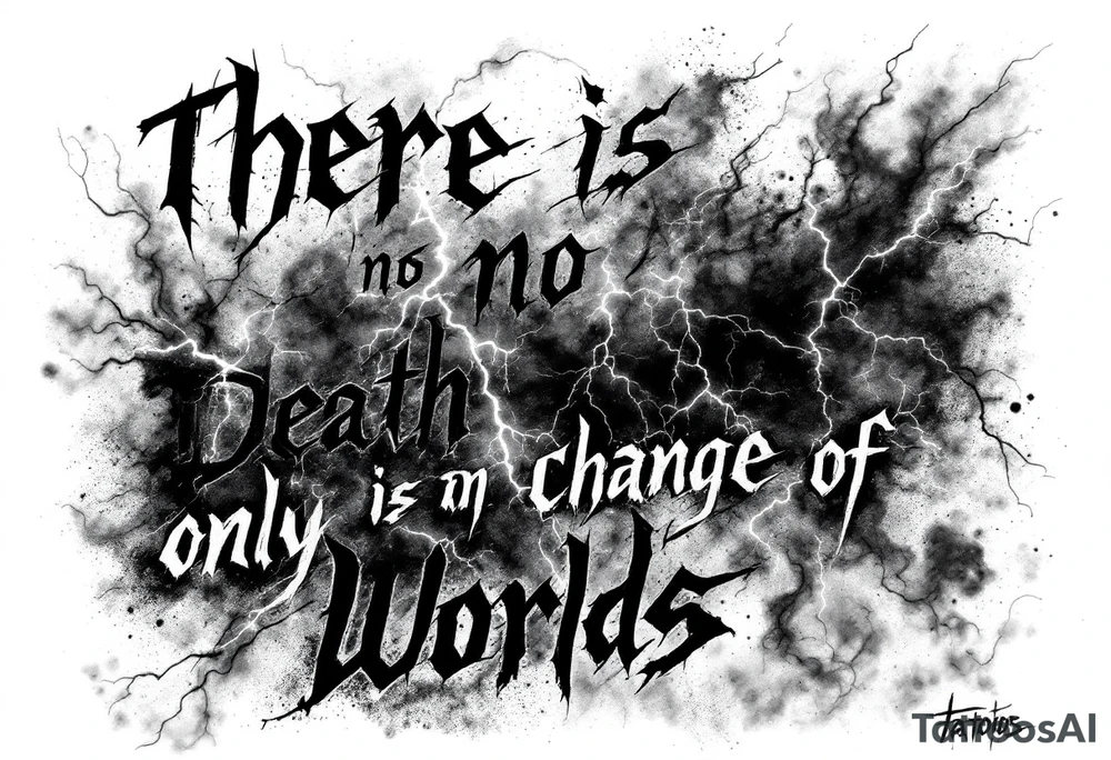 there is no death only a change of worlds with lightning and smoke  behind it tattoo idea