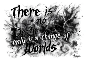 there is no death only a change of worlds with lightning and smoke  behind it tattoo idea