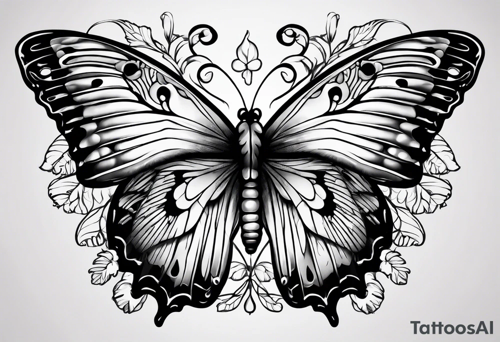 Death butterfly drugs mushroom tattoo idea