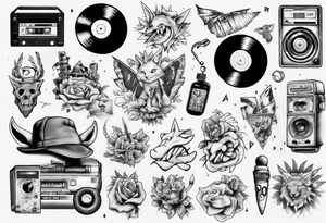 90s Nick tunes collage tattoo idea