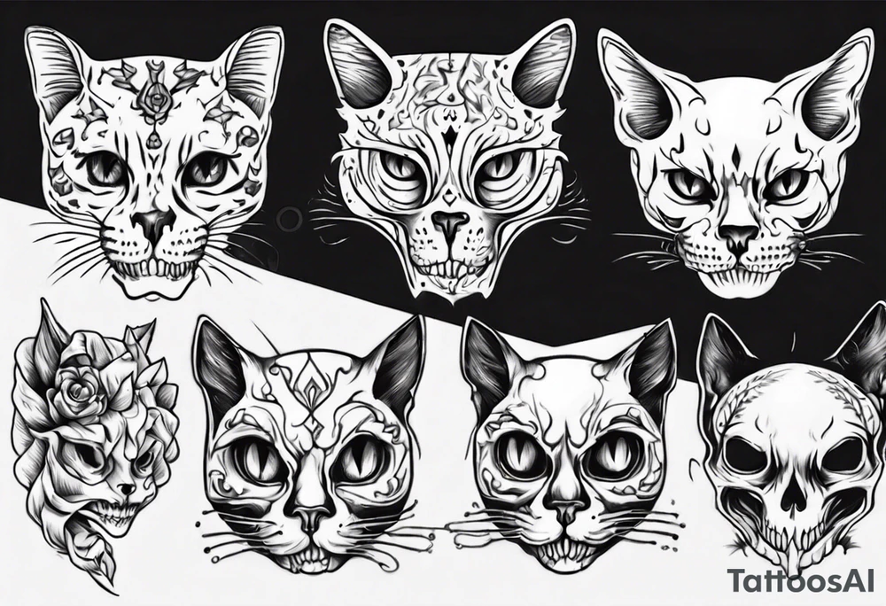 cat skull tattoo idea