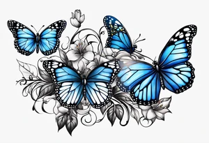 blue monarch butterflies on a vine tattoo idea