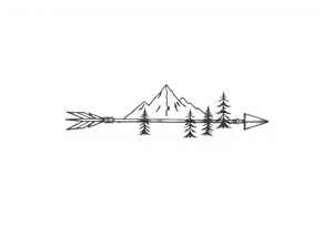 Arrow arrowhead is a mountain the arrow stem is wood the arrow feathers are pine trees tattoo idea