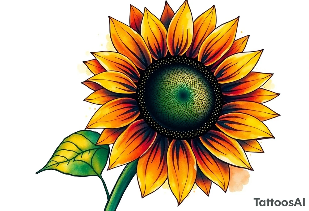 Sunflower with stem tattoo idea