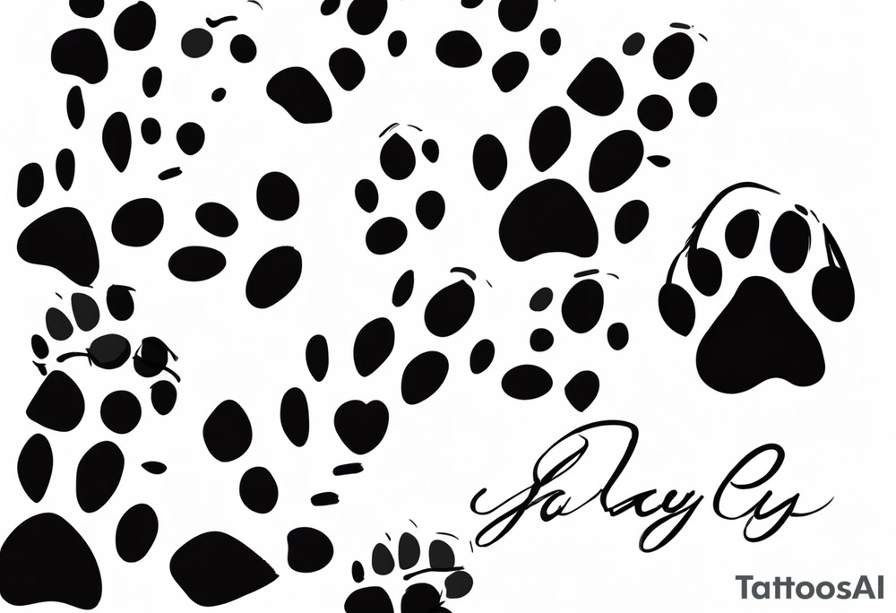 Dogs paw print with jaxy writing tattoo idea