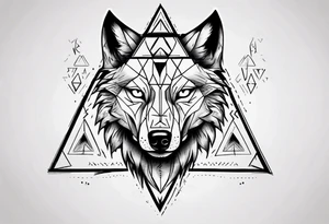 wolf head with triangle on forehead tattoo idea