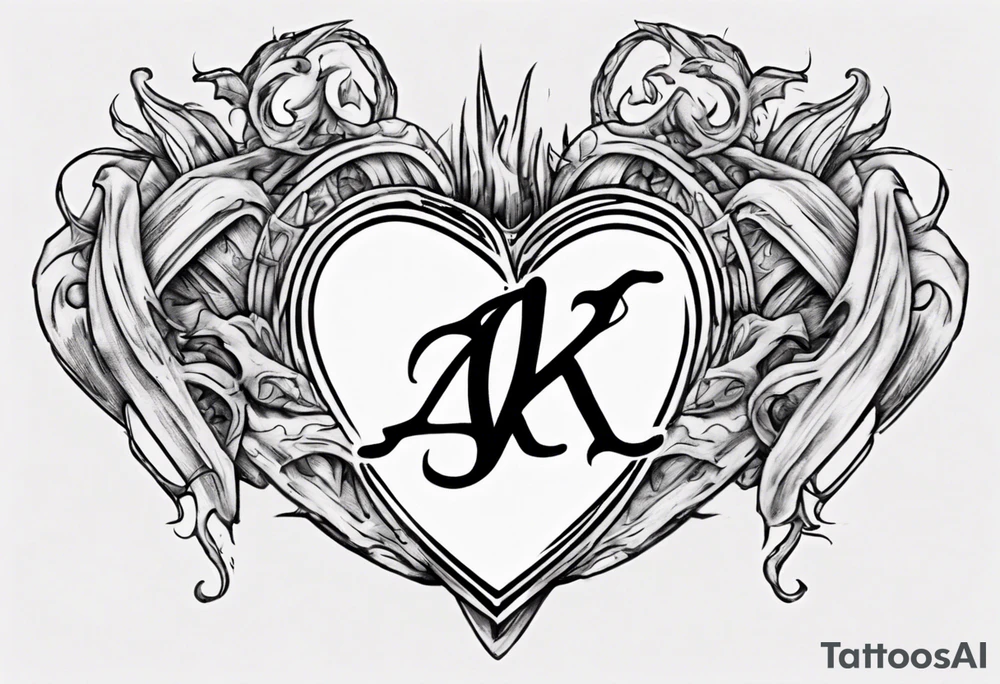 heart with the letters a and k in them tattoo idea
