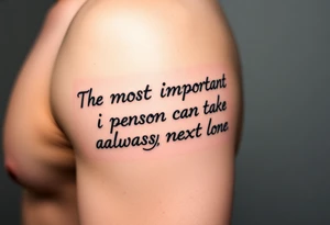 Design a tattoo for the outer arm using the phrase “the most important step a person can take is always the next one” tattoo idea