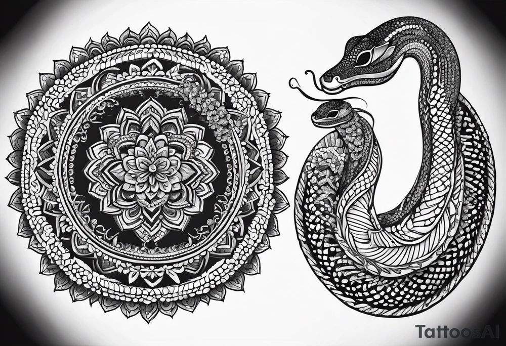 Rattlesnake mandala henna black tattoo design tattoo idea