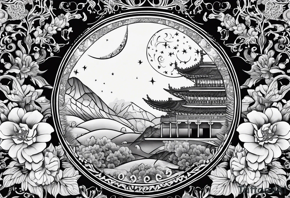 under boob  moon and lace tattoo idea