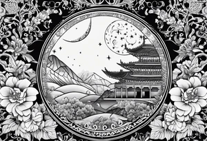 under boob  moon and lace tattoo idea