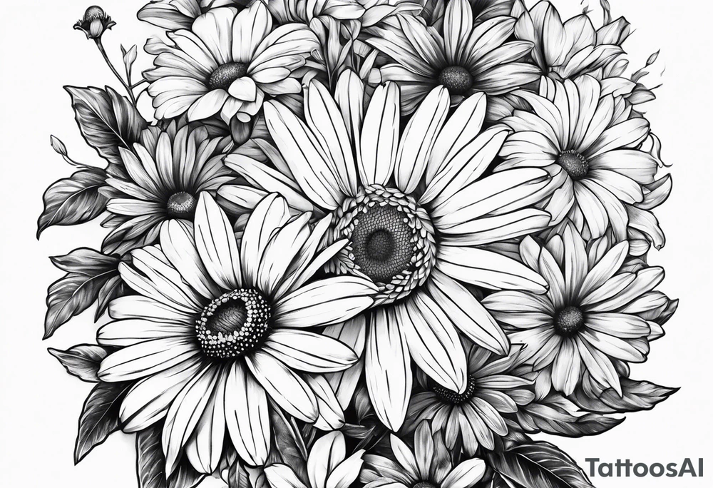 Daisy, wildflower, sleeve half tattoo idea