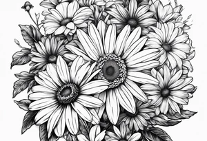 Daisy, wildflower, sleeve half tattoo idea