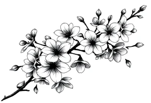 delicate cherry blossoms swirling in spring breeze with petals tattoo idea