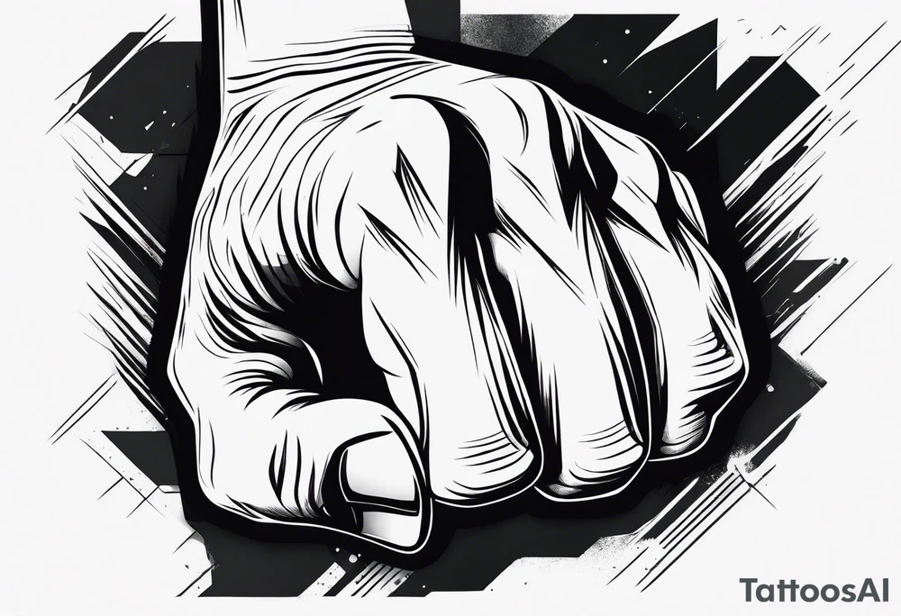 A clenched fist on the back using negative space techniques tattoo idea A clenched fist on the back using negative space techniques tattoo idea