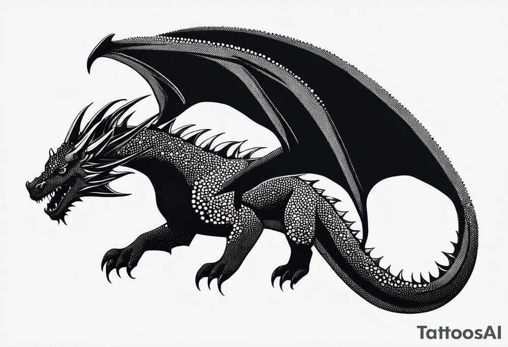 strength, small, drogon, long tail, elegant, lenghty, pisces tattoo idea