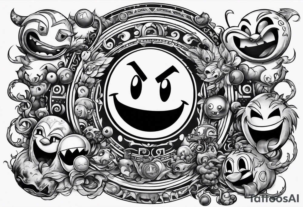 Pac-Man chasing monsters tattoo idea