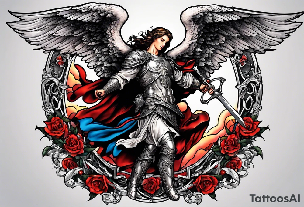 Michael the Archangel killing satan tattoo idea