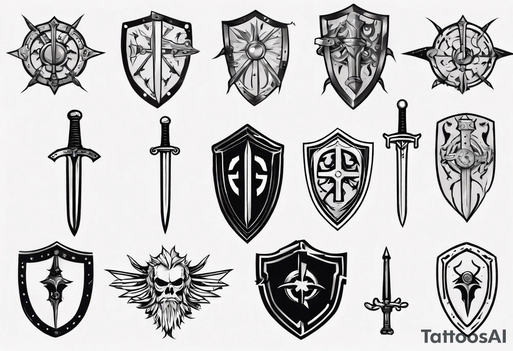 Shield and sword tattoo idea