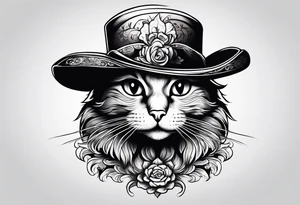 cat with funny hat tattoo idea