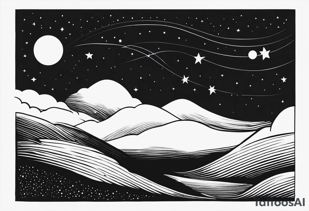 Picture of the night sky with moon tattoo idea