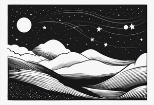 Picture of the night sky with moon tattoo idea