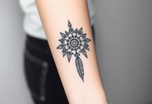 big spiritual feather indian mandala shaman tattoo idea