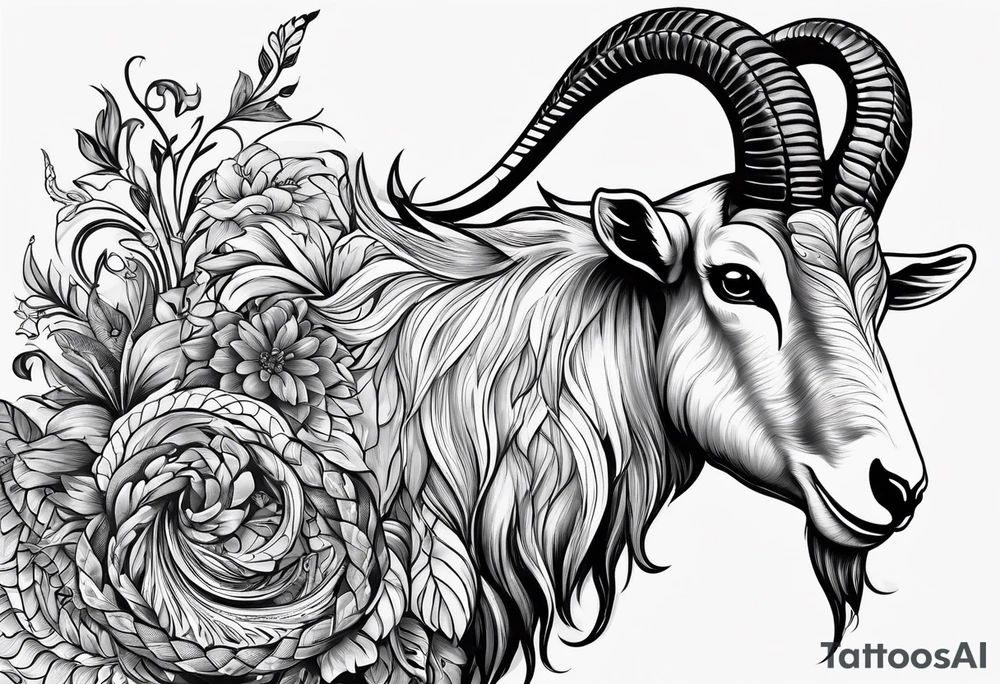 Image of a goat combined with a Snake. Snake tattoo idea