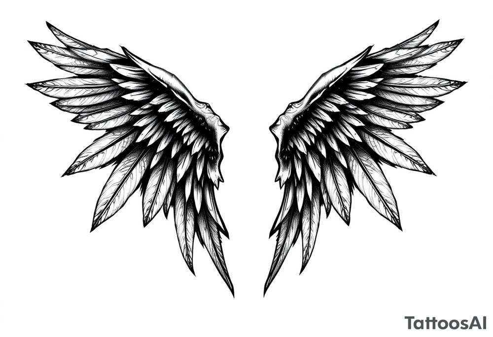 Long Angelwings straight down tattoo idea