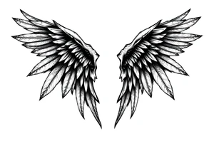 Long Angelwings straight down tattoo idea