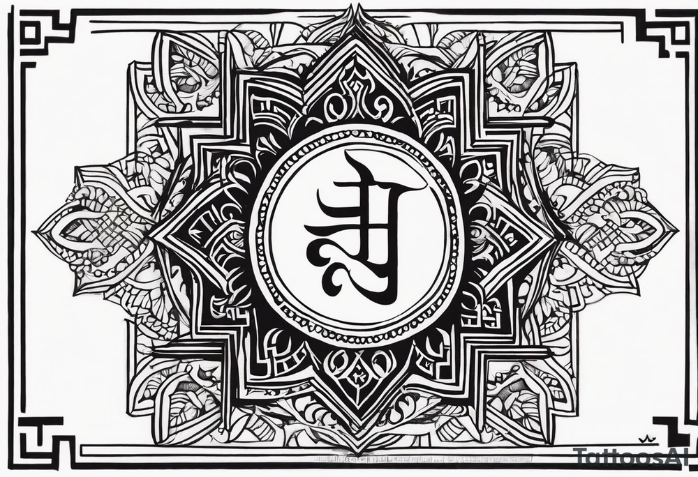 Tattoo ਨਿਰਭਉ ਨਿਰਵੈਰ written in Gurmukhi written text. Add fire and heart to symbolize strength and love tattoo idea