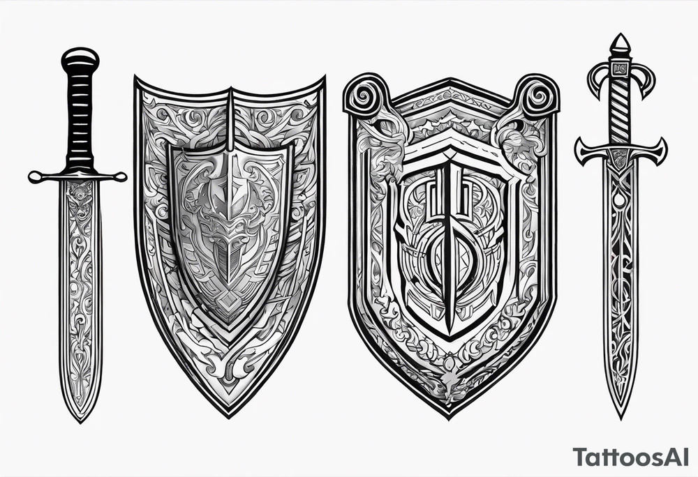 Valhalla sword shield steps tattoo idea