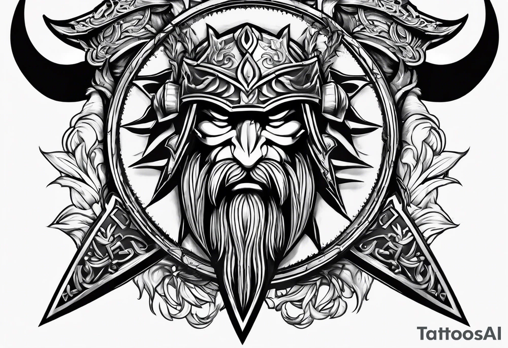 Valhalla sword shield banner tattoo idea