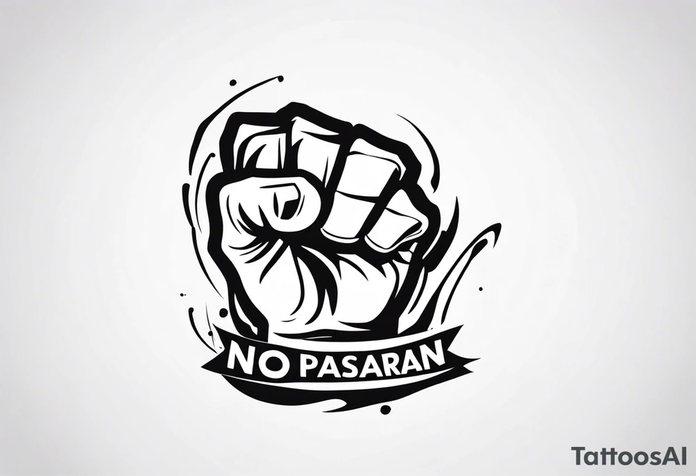 no pasaran slogan with a torn clenched fist tattoo idea