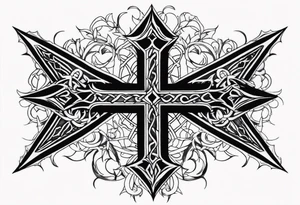 Cross with crown with thorns on top of it tattoo idea