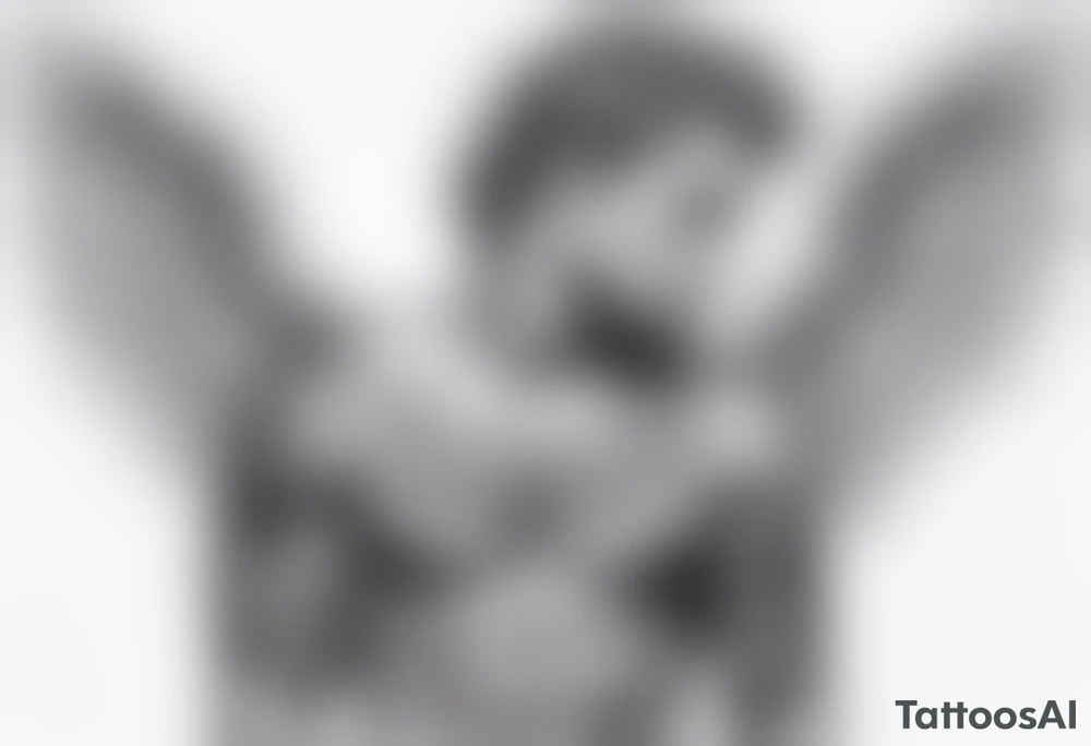 Male Angel pulling arm back tattoo idea