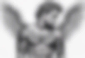 Male Angel pulling arm back tattoo idea