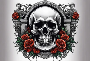 Skeleton crawling out of grave. 
MIW Reincarnate written on gravestone tattoo idea