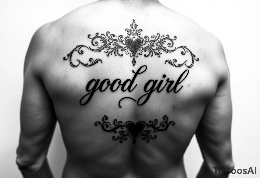 BDSM possessive butt tattoo for female with “good girl” incorporated into it dedicated to him tattoo idea