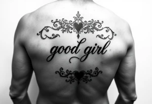 BDSM possessive butt tattoo for female with “good girl” incorporated into it dedicated to him tattoo idea