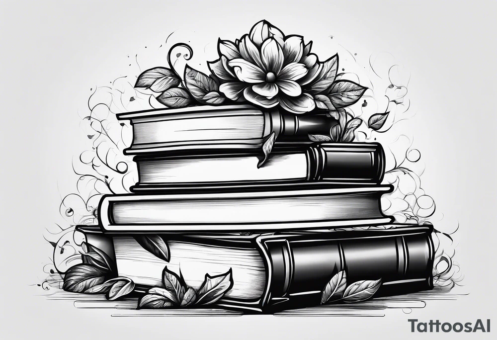 Stack of books with jigsaw puzzle pieces tattoo idea