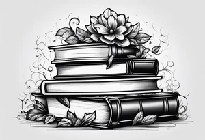 Stack of books with jigsaw puzzle pieces tattoo idea