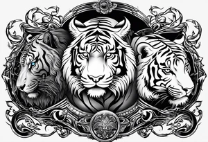 half taurus bull and half tiger design tattoo idea