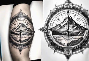 Compass. Mountains tattoo idea