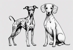 Italian greyhound and poodle together tattoo idea