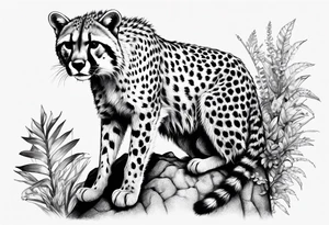 full body cheetah and raccoon climbing on it tattoo idea
