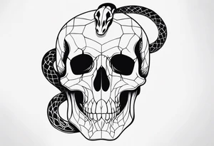 Snake on skull head tattoo idea