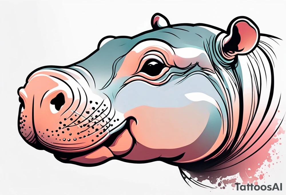 Baby hippo face tattoo idea